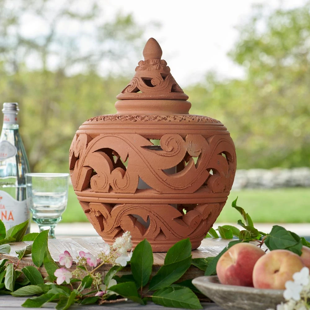 Thai Terracotta Openwork Lantern 1 Thai Terracotta Openwork Lantern