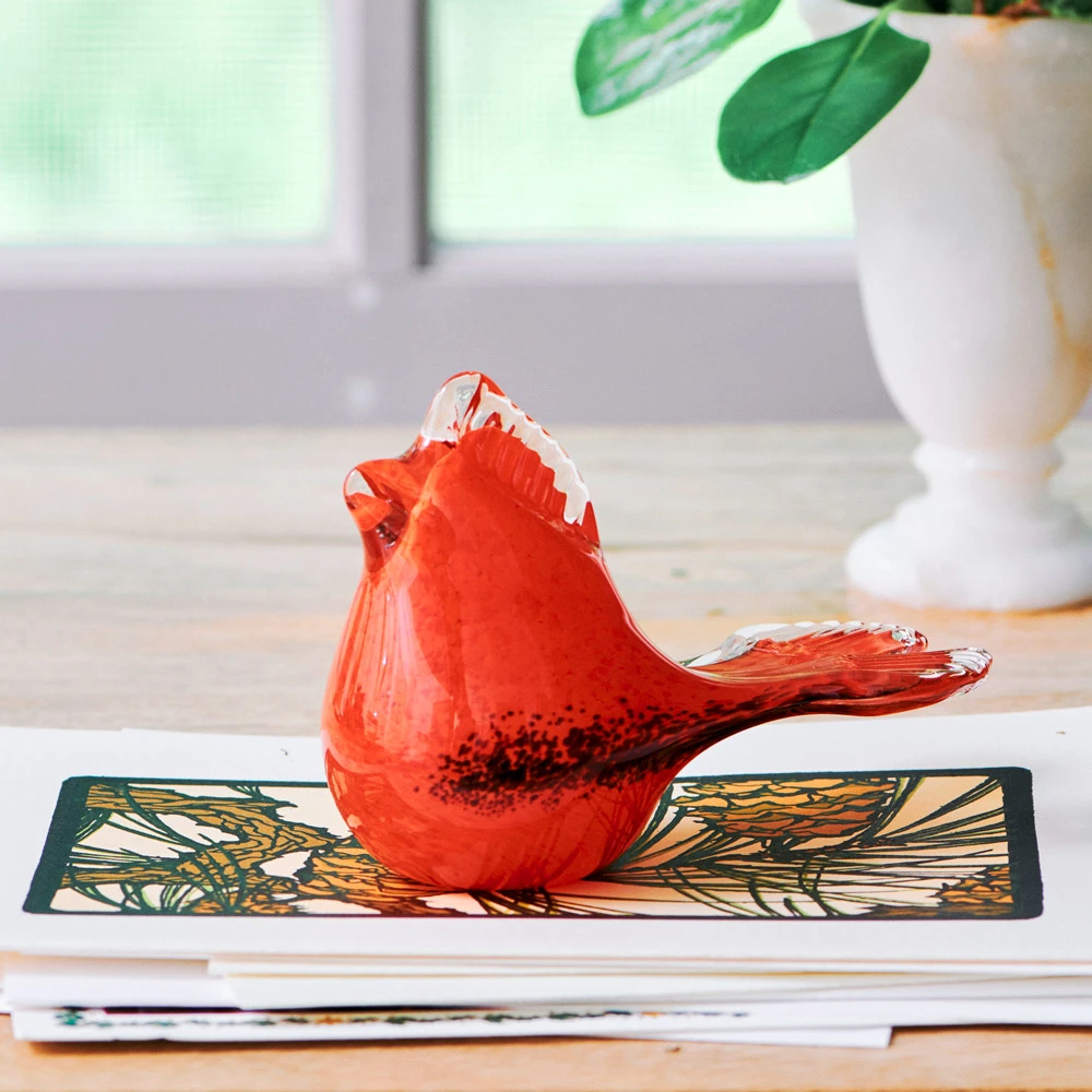 Loving Cardinal Glass Paperweight 1 Loving Cardinal Glass Paperweight