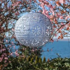 Radiant Solar Globe Lantern - Large, Metallic Blue