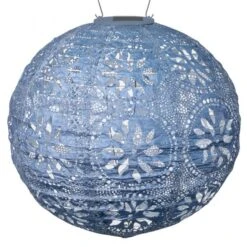 Radiant Solar Globe Lantern - Large, Metallic Blue -Olivia Plants Sales x600 22366