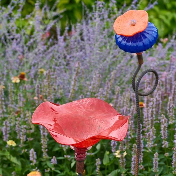 Glass Poppy Hummingbird Feeder 3 Glass Poppy Hummingbird Feeder - Image 3