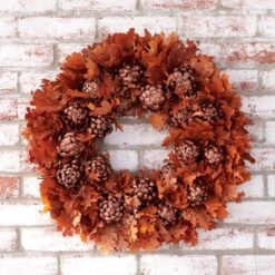 Copper Artichoke & Oak Leaf Wreath