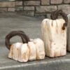 Stone Square Pumpkin Pair
