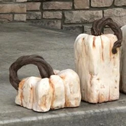 Stone Square Pumpkin Pair
