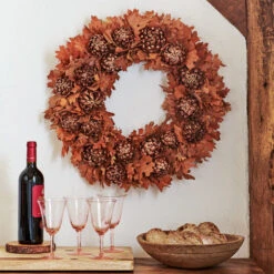 Copper Artichoke & Oak Leaf Wreath -Olivia Plants Sales x600 34331